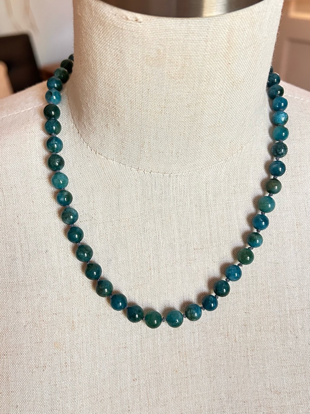 Blue Apatite From Brazil Blue-Green Beaded Necklace - Women Jewelry